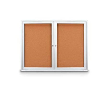 UNITED VISUAL PRODUCTS 48inW x 36inH Outdoor Combo Board w/Two Corkboards UVCB4836OD-CORK-CORK